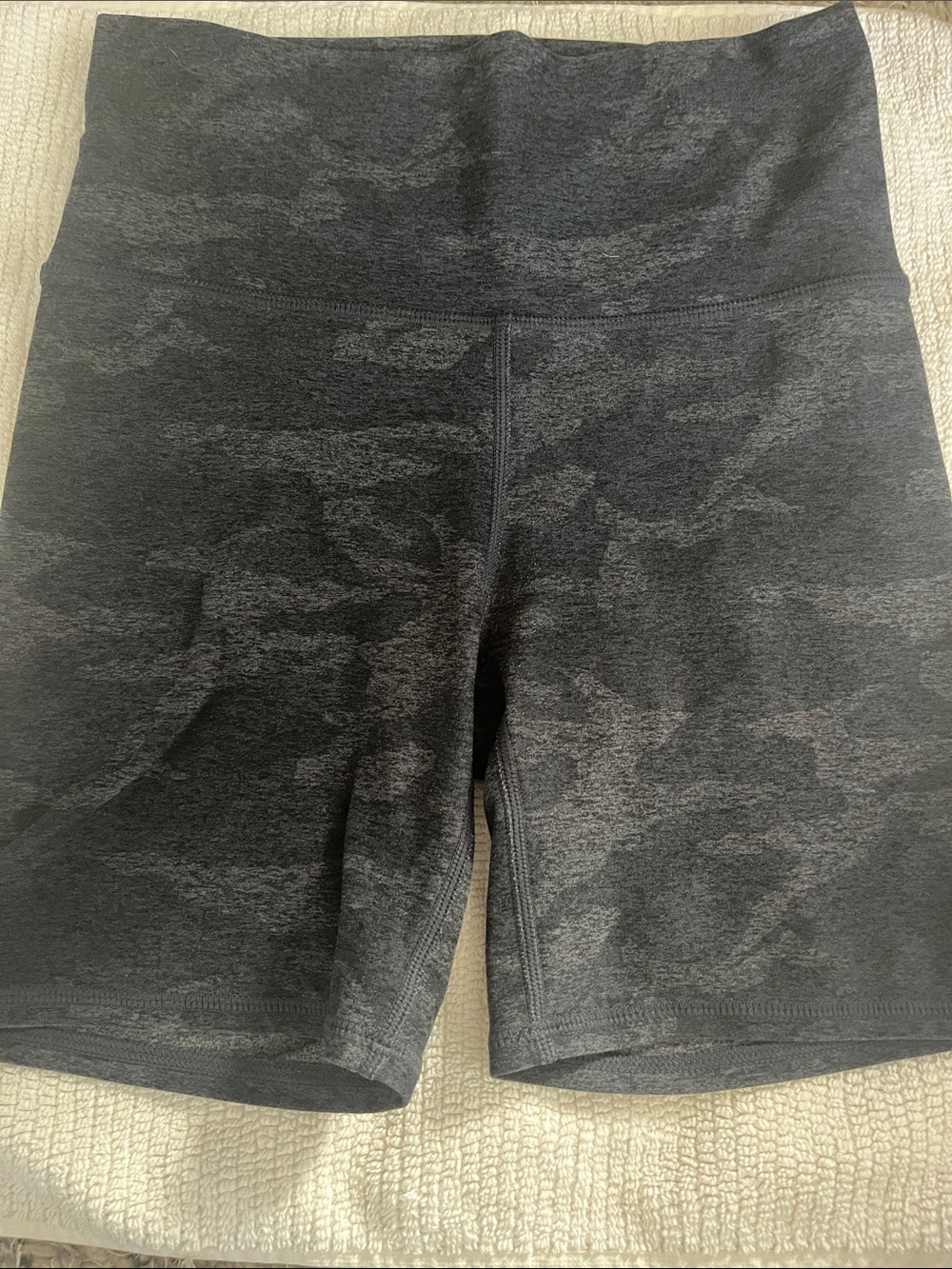 Vuori Women's Black Camouflage High-Rise Bike Shorts